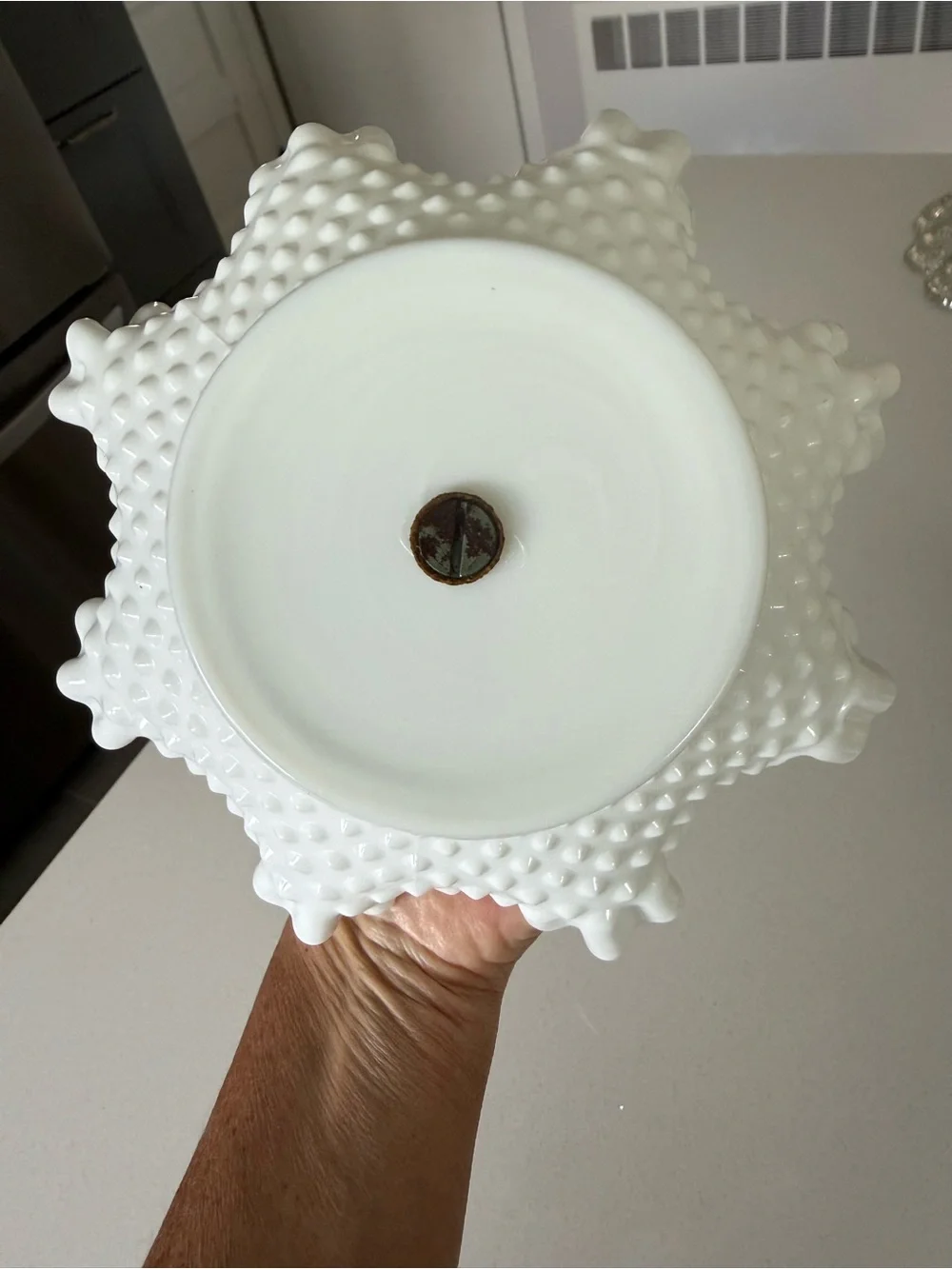 Vintage Fenton Milk Glass Ruffled Candy Dish